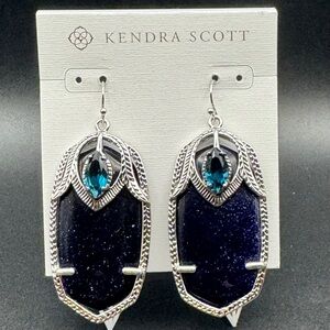 Kendra Scott Teal Darby Statement Earrings Blue Goldstone Rare/HTF/Retired